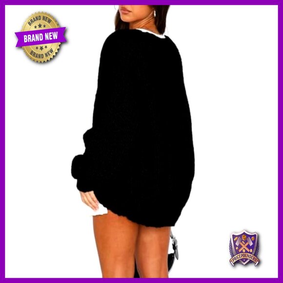 Oversized Chunky Knit Cardigan, Open Front, Long Sleeve, Winter Coats - Picture 5 of 7